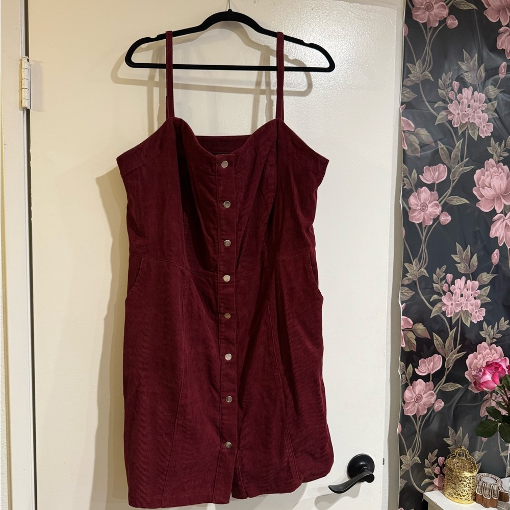 City Chic burgundy Buttoned Mini Sundress